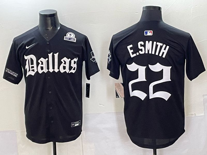 Men 2025 Nike Dallas Cowboys #22 E.Smith Black 5th generation Joint Name Limited NFL Jersey 018->dallas cowboys->NFL Jersey